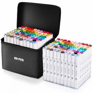 80 Farben Alkohol Marker mit Basis Dual Tip Zeichenmarker für Erwachsene und K... - Bild 1 von 8