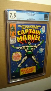 CAPITÁN MARVEL 1 *CGC 7,5 PÁGINAS BLANCAS* ARTE GEN COLAN LLAVE DE LA EDAD DE PLATA JS65 - Imagen 1 de 3
