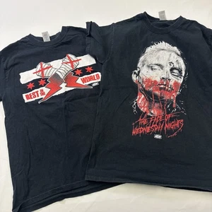 Lot (2) AEW Black Wrestling Tee Small CM Punk Darby Allin - Picture 1 of 10