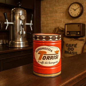 Scatola Contenitore in Latta Pubblicitario Vintage Caffè Torrisi - Imagen 1 de 10