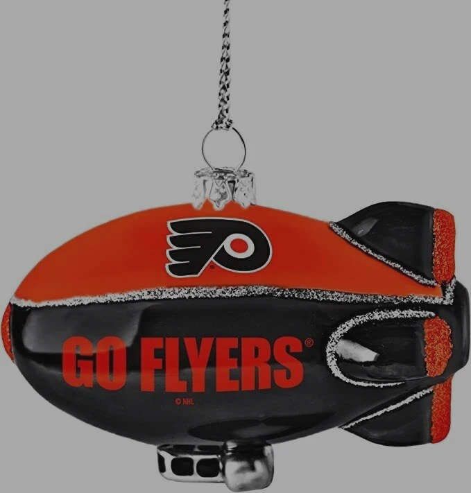 Philadelphia Flyers Ornament Collectible Glitter Blimp Christmas Blown Glass NHL - Image 1 of 1