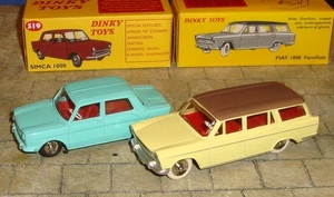 FIAT 1800 FAMILIALE & SIMCA 1000 CARS - DINKY TOYS REPRODUCTIONS DeAGOSTINI - Picture 1 of 8