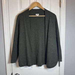 J Crew Factory 100% Cashmere Sweater Cardigan Olive Green Open Front XS - Picture 1 of 7