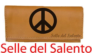 Portatabacco segno Pace Peace Borsello vera pelle inciso laser stok lotto - Picture 1 of 1