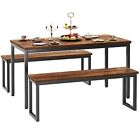 Soges Kitchen Table Set With 2 Benches, Bench Dining Table Set For 4, 3 Piece...