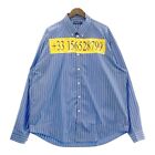 BALENCIAGA 542175 Blue number print striped shirt tops 38 blue