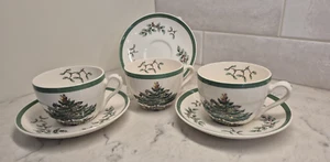 Spode Christmas Tree England Set of 11 Coffee or Tea Cups and Saucers - Picture 1 of 15