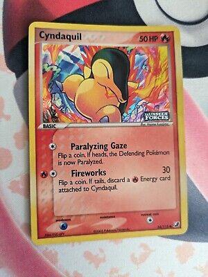 Pokemon Card - Cyndaquil EX Unseen Forces 54/115 Reverse HOLO Stamped Damaged