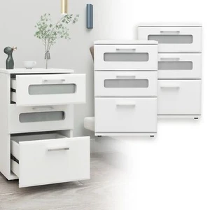 2 unidades mesita de noche armario de noche mesa auxiliar cama boxspring cómoda 3 cajones - Imagen 1 de 6