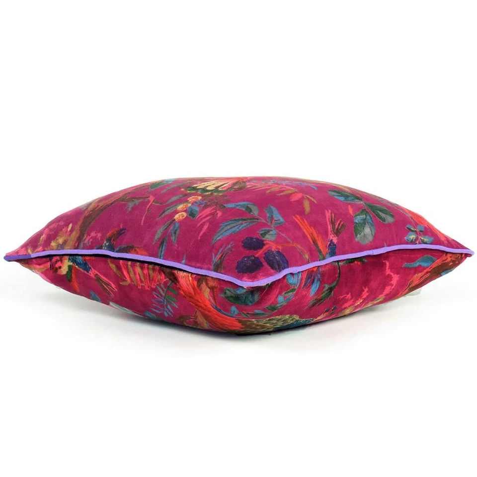 Funda de cojín de terciopelo con estampado de pájaros 2 piezas india hecha a mano 20x12" fundas de almohada Foto 1 de 4