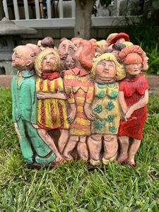 Signed 1970’s The Elevator People By Almazetta Casey Plaster Sculpture . - Picture 1 of 20