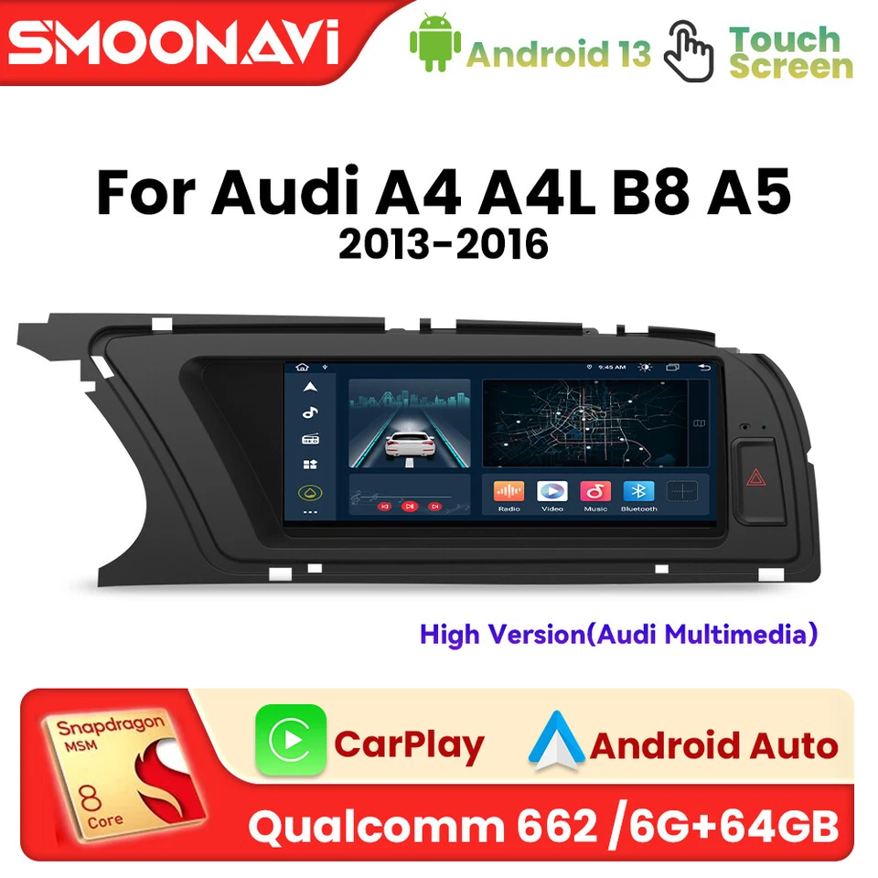 8.8" Audi A4/A5/B8/S4 Multimedia Autoradio Android 14 Display 6+64GB 8-Kern SWC - Bild 1 von 4