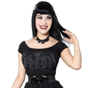 Kreepsville 666 Vampira Retro Bat Gothic Punk Dark Shoulder Top Shirt GSTVRBD