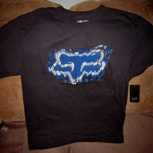 Fox BOYS SIZE Large Black BLUE Gray White SHIRT NEW With TAGS - Picture 1 of 4