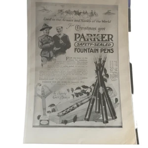 Vintage 1917 Parker Safety Sealed Pens For Christmas Ad Advertisement - Picture 1 of 3