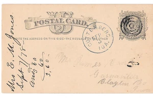 1878 Guttenberg Iowa Fancy Cancel Bullseye Target on UX5 Postal Card - Picture 1 of 2