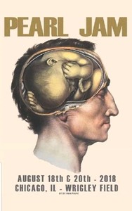 PEARL JAM 2018 CHICAGO WRIGLEY FIELD POSTER MATT CUNNINGHAM (EDDIE VEDDER)