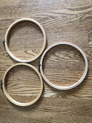 Lot Of 3 Wood Embroidery Frame Hoops Screw Closure 6” Taiwan Cross Stitch - Image 1 of 4