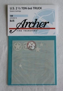 Camión Archer transferencias finas 1/48 EE. UU. 2,5 toneladas 6x6 marcas AR49019 - Imagen 1 de 1