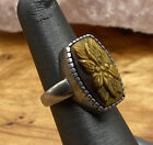 Whitney Kelly Sterling Silver And Carved Flower Tiger’s Eye Ring Size 6.25