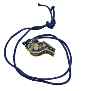 Cloisonné Blue Pink Whistle Blue Cord - Picture 1 of 9