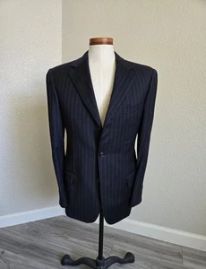 Ermenegildo Zegna Blazer Sport Coat 40R (Mint) Navy & White Striped Full Canvas - Picture 1 of 11