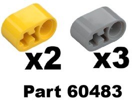 Lego 5 Technic Beam Thick Lot 2 Yellow/3 Light Bluish Gray 1 x 2 Part 60483 D952