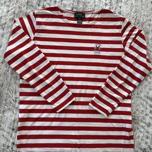 Ralph Lauren Top Women's Size 12-14 Size M Red And White Stripped. Long. - Picture 1 of 6