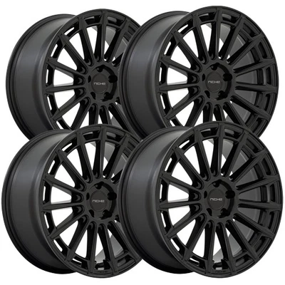 (Set of 4) Niche M274 Amalfi 20x9 5x120 +18mm Matte Black Wheels Rims 20" Inch Foto 1 de 4