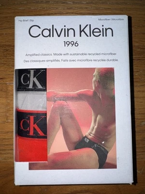 NWT  Calvin Klein Men's 3-PACK X-Large 1996 HIP BRIEFS NB3531901 Red Black Grey - Image 1 of 3