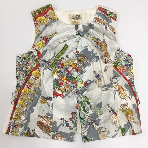 HERMÈS Gilet HERMES originale ottime condizioni top seta multicolore made in France