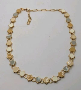 TOVA Jewelry Canada Gold tone Cream Tone Enamel  Necklace Up To 19 Inches  - Picture 1 of 10