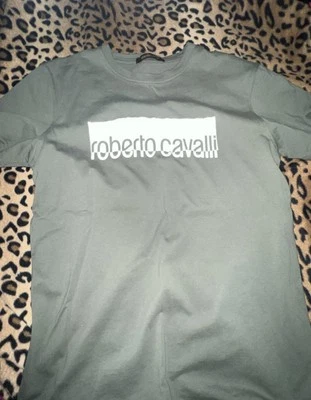 Roberto Cavalli Green LOGO SHIRT MENS SIZE SMALL PRE-OWNED - Image 1 of 3