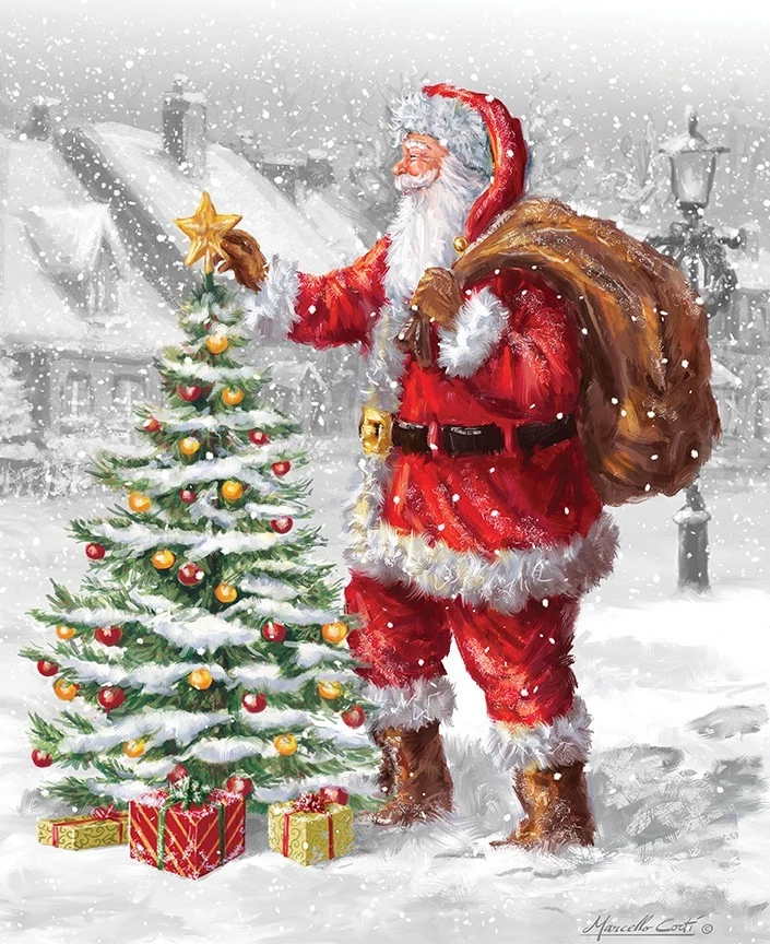 Christmas Wishes Santa's Tree Panel 36" x 43" (PD15041) by RBD Designers - Image 1 of 1