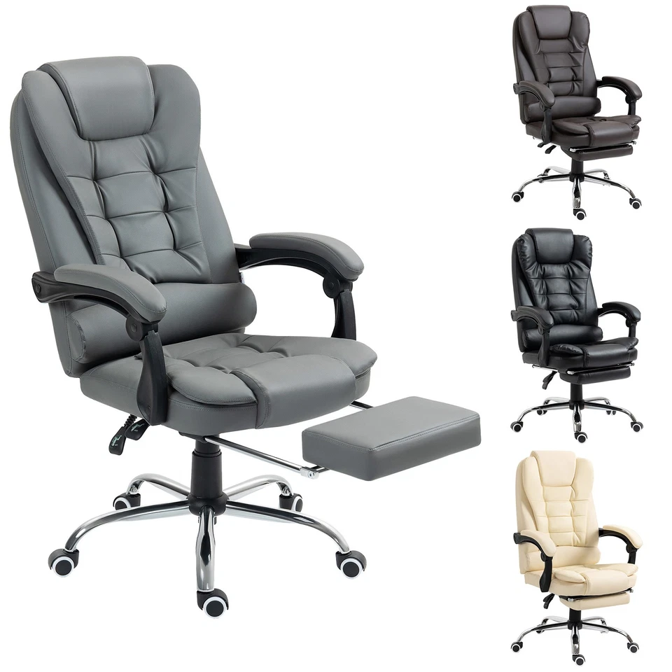 HOMCOM Poltrona Presidenziale con Poggiapiedi Estraibile e Ruote Smontabili - Immagine 1 di 1