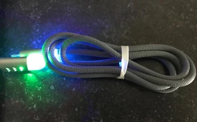 NTJ FLASH BRAIDED LED light-up power charger cable for iPhone 7 6 5 4s micro USB - Image 1 of 4