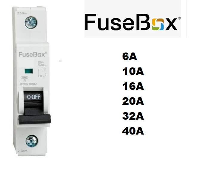 FuseBox 6kA B-Curve 1 Pole MCB 6A 10A 16A 20A 32A 40A