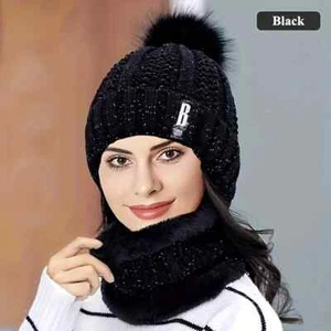 Juego de 2 PIEZAS Sombrero Tejido Cálido Invierno Sombrero Grueso Felpa A Prueba de Viento Frío Informal Cálido - Imagen 1 de 13