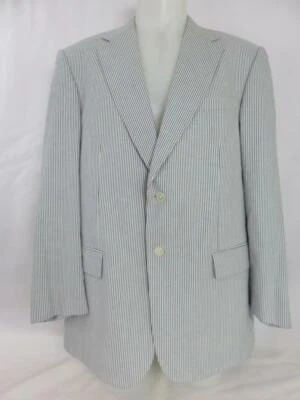 OLIVER Hombre Traje Chaqueta Blazer Abrigo Deportivo Algodón Cachemira Azul Rayas 42R Foto 1 de 4