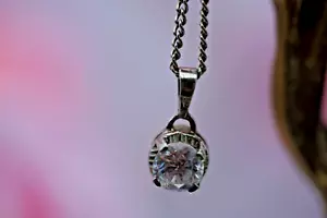 Vintage Pendant Necklace Sterling Silver 925 Crystal Cubic Zirconia 4.06g - Picture 1 of 7