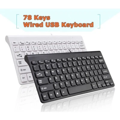 78 Keys Small Waterproof Wired USB Keyboard for PC Desktop Laptop Computer White - Bild 1 von 4
