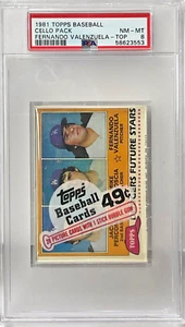 PSA 8 CASI NUEVO-COMO NUEVO 1981 TOPPS PAQUETE DE VIOLONCHELO DE BÉISBOL SIN ABRIR FERNANDO VALENZUELA RC TOP - Imagen 1 de 2