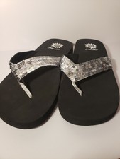 yellow box sandy flip flops