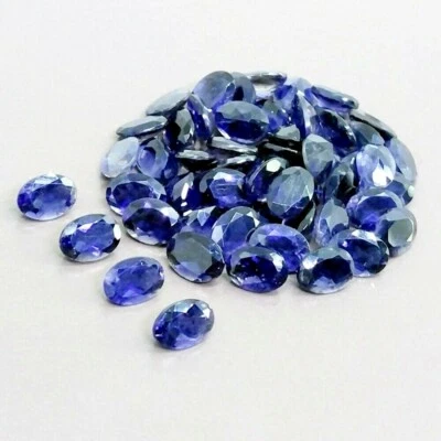 Venta al por mayor Lote de piedras preciosas calibradas sueltas ovaladas facetadas de iolita natural de 8x6 mm Foto 1 de 3