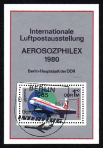 SG49 EAST GERMANY (DDR) 1980 MS Four-engine long-range aircraft IL 62 used - Picture 1 of 1