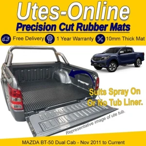 Heavy Duty Perforated Rubber Ute Mat For MAZDA BT-50 DUAL CAB Nov 2011- Sep 2020 - Picture 1 of 3