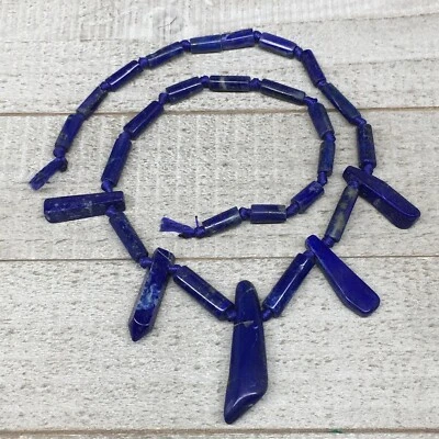 31.8g,10mm-41mm, Natural Lapis Lazuli Polished Tube Beads Strand,29 Beads,LPB280 - Image 1 of 4