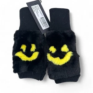 Jocelyn Intarsia Jack O Lanterns Faux Fur Mittens Cozy Soft Spooky Fingerless - Picture 1 of 1