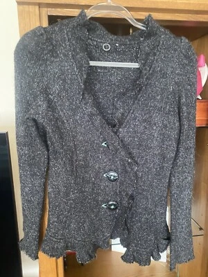 ANTHROPOLOGIE ONE GIRL WHO- Cárdigan Femenino Gris Medio Botón Foto 1 de 4