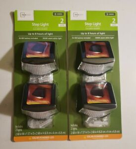 New (Lot of 2) Mainstays Solar 2PK Step Light 3 Lumens Up To 8 Hours Of Light 